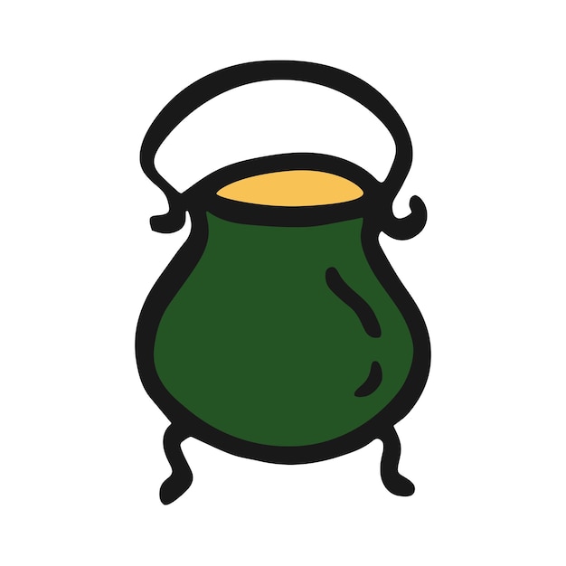 Vector doodle cauldron icon in hand drawn style