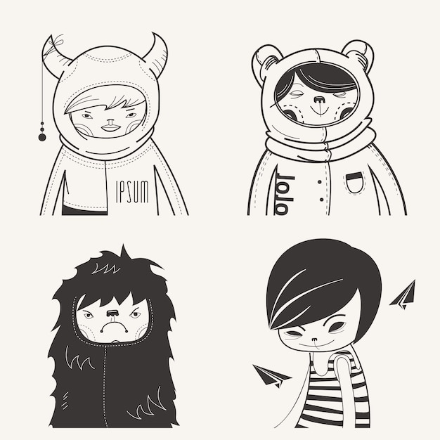 vector doodle characters