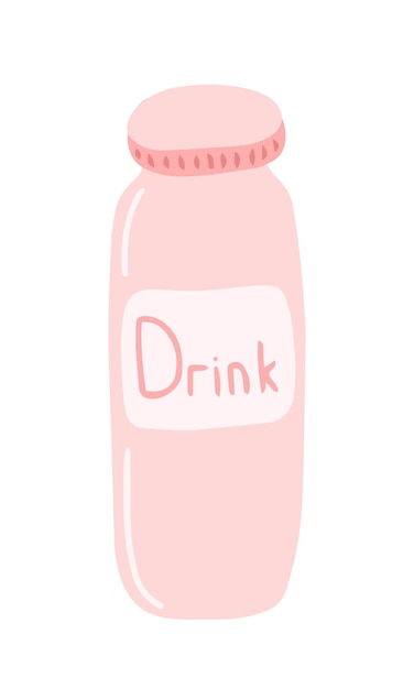 Vector doodle glass bottle illustration Hand drawn eco bottle for water clip art