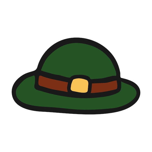 Vector doodle green hat icon in hand drawn style