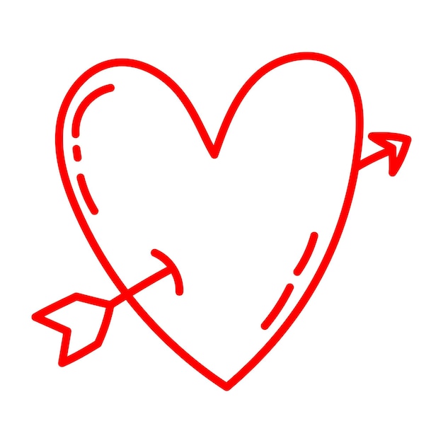 Vector doodle hand drawn heart drawing