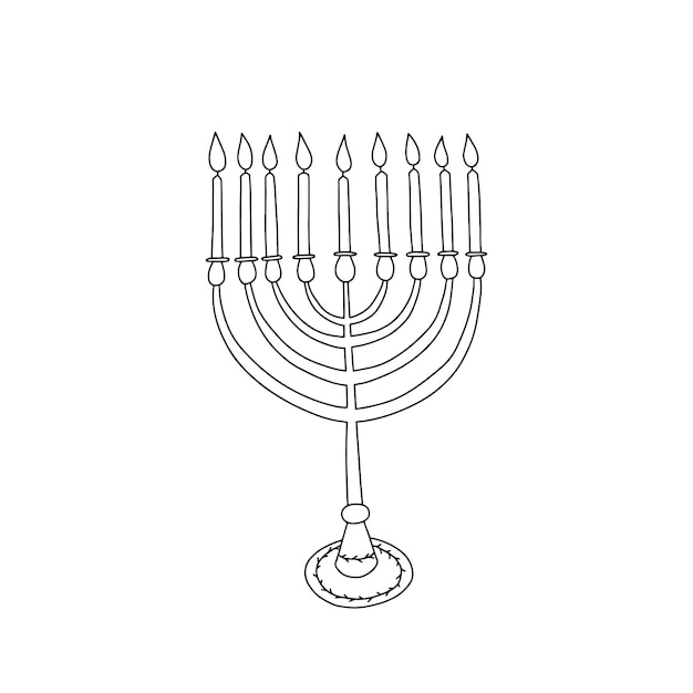 Vector doodle Hanukkah menorah illustration Hand drawn Hanukkah symbol with candles