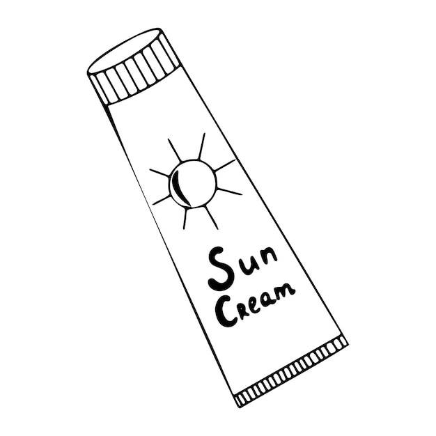 Vector doodle icon of a tube of sun cream