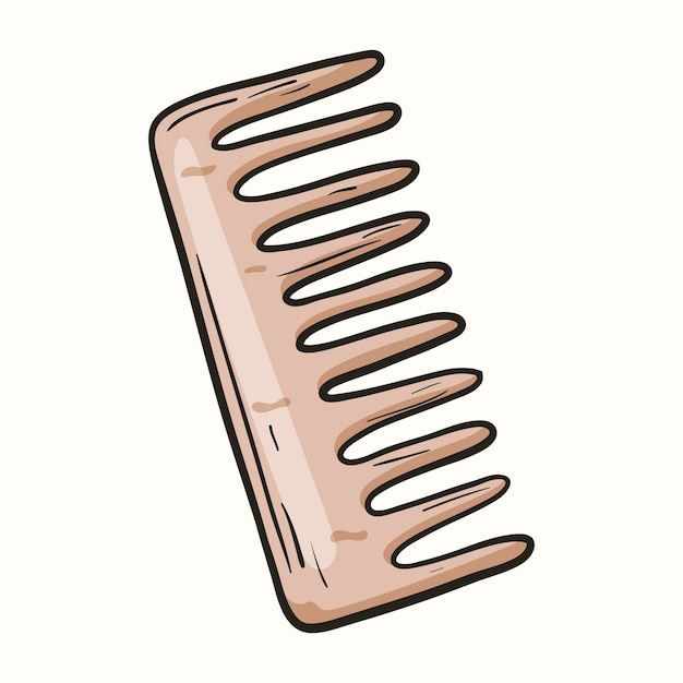 Vector doodle illustration of hair comb oon white background