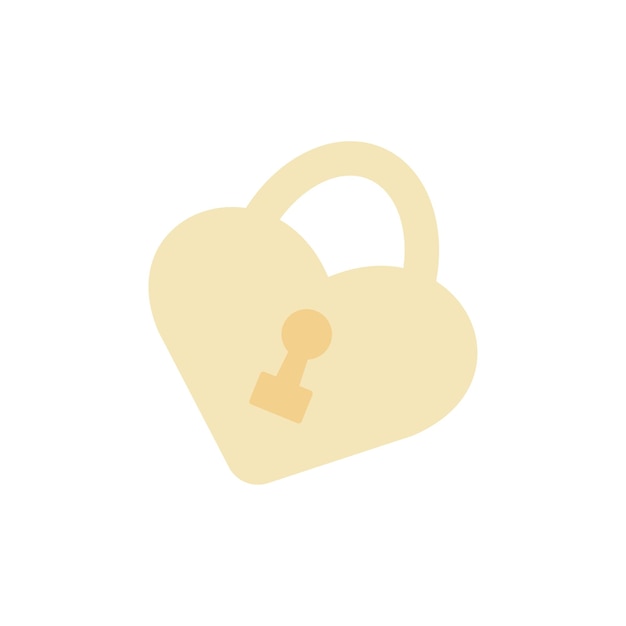 Vector doodle lock Cute gold heart lock Valentine's day clipart