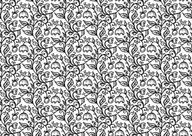 Vector doodle seamless  flower pattern