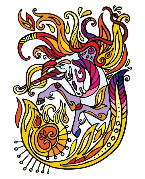 Vector doodle unicorn