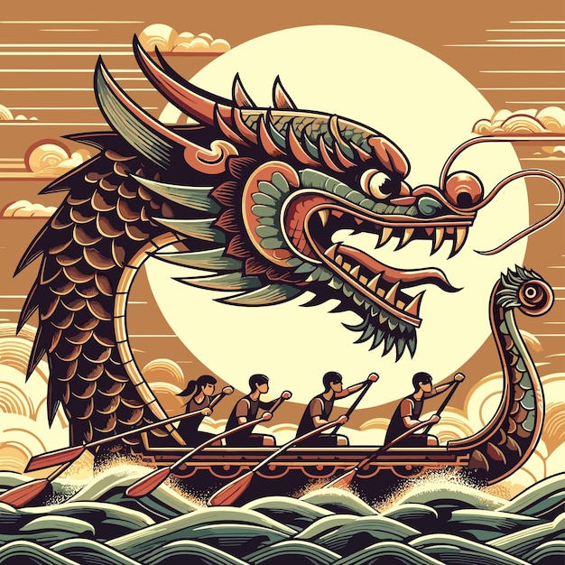 Vector vector dragon boat chinese festival illustration