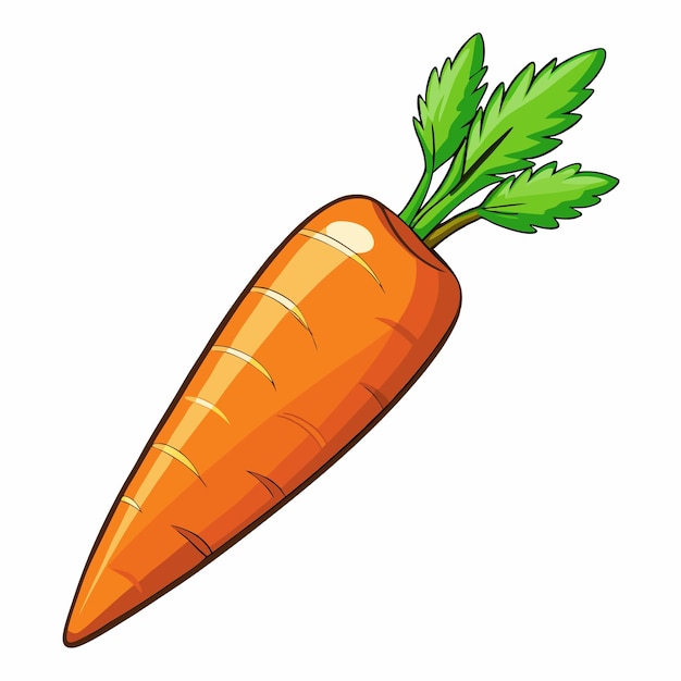 A vector drawing of a carrot with a green leaf on it