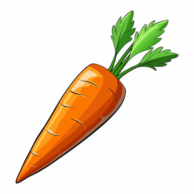 A vector drawing of a carrot with a green leaf on it