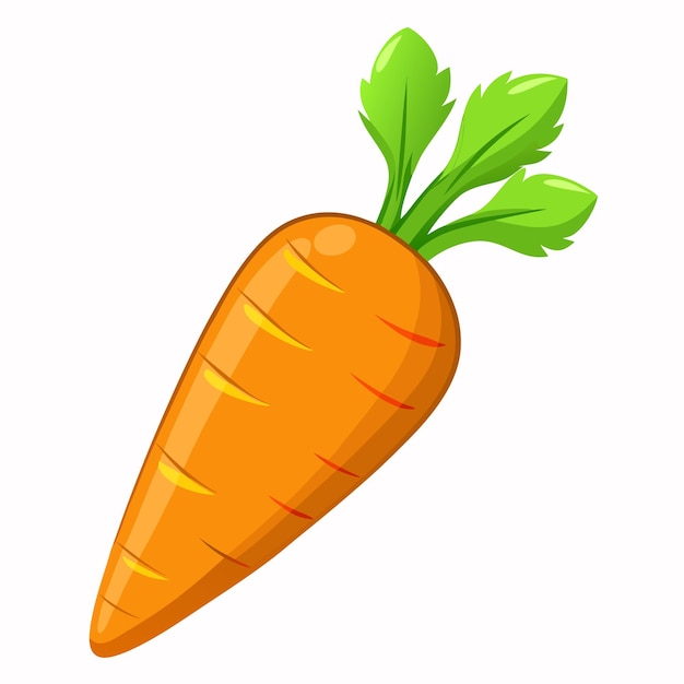 A vector drawing of a carrot with a green leaf on it