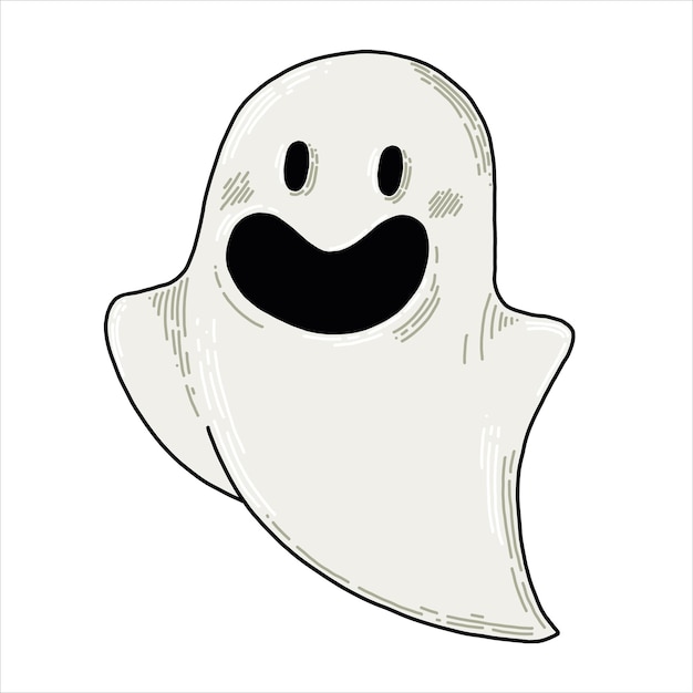 vector drawing in doodle style cute ghost halloween decoration funny ghost