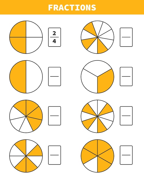 Vector vector drawing of fractions worksheet