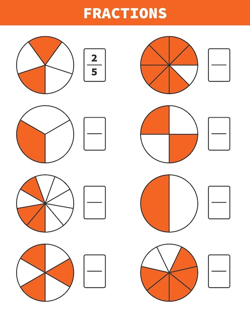 Vector vector drawing of fractions worksheet