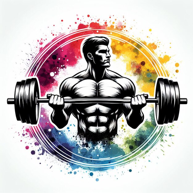 Vector a drawing of a man sitting on a barbell