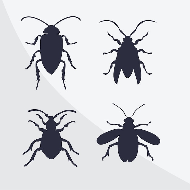 Vector drawing of a set of insects silhouette