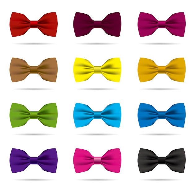 Vector drawn bow tie set.Isolated on white background.