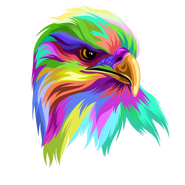 Vector eagle head colorful rainbow