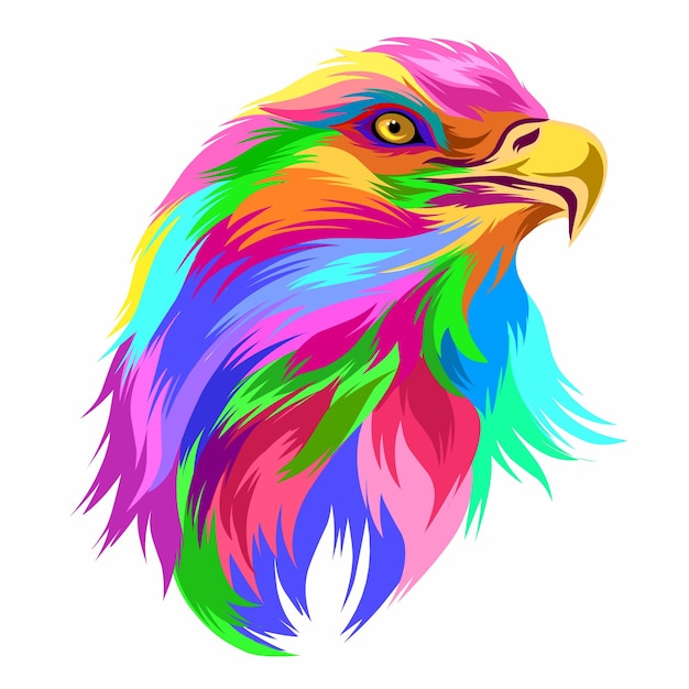 Vector eagle head colorful rainbow