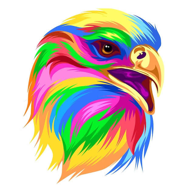 Vector eagle head colorful rainbow