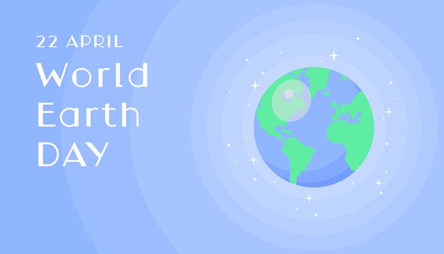 Vector earth day illustration with planet on blue background