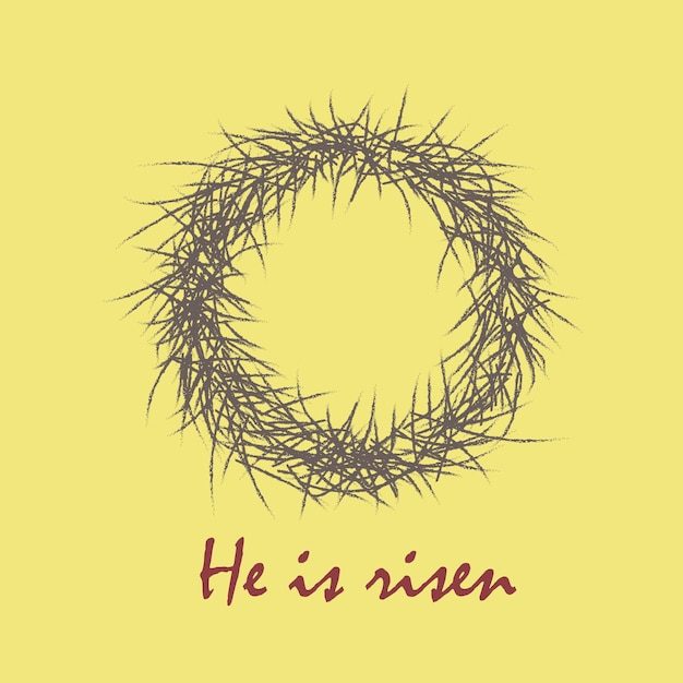 Vector vector easter banner with handwritten inscriptions he is risen