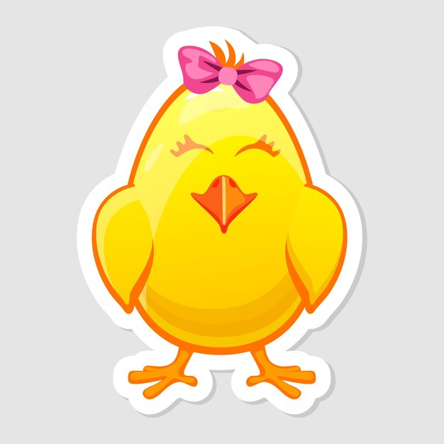 Vector vector easter sticker yellow easter chick