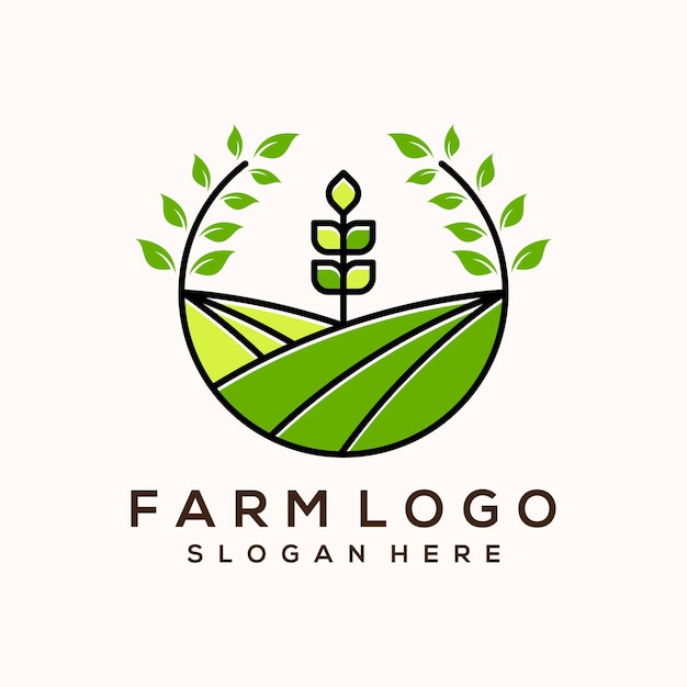 Vector eco green farm circle logo vector vintage icon flat farm logo natural green badge