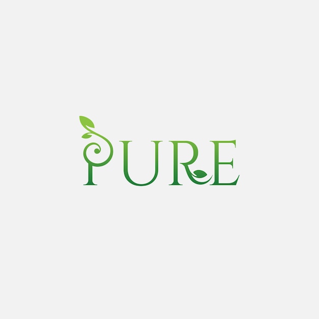 Vector eco organic PURE logo sign vector illustration