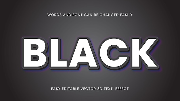 Vector editable black 3d text