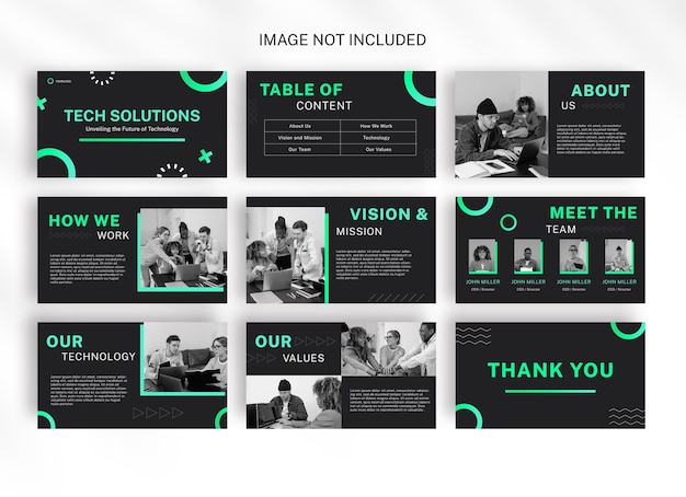 Vector editable technology presentation template set