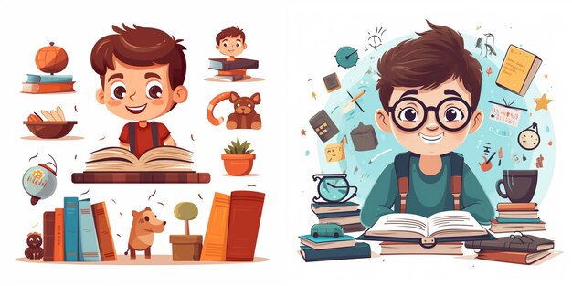 Vector vector education illustration study student school book design icon concept learn graphic