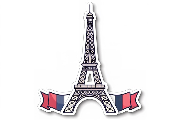 Vector vector eiffel tower silhouette skyline with french flag