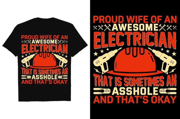 Vector electrician t shirt design Electricians Graphic Tshirt Design Electrician Vector