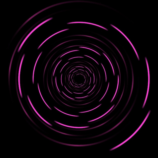 Vector electronic cyberpunk light pink rounds on black background Abstract futuristic circles tech d...