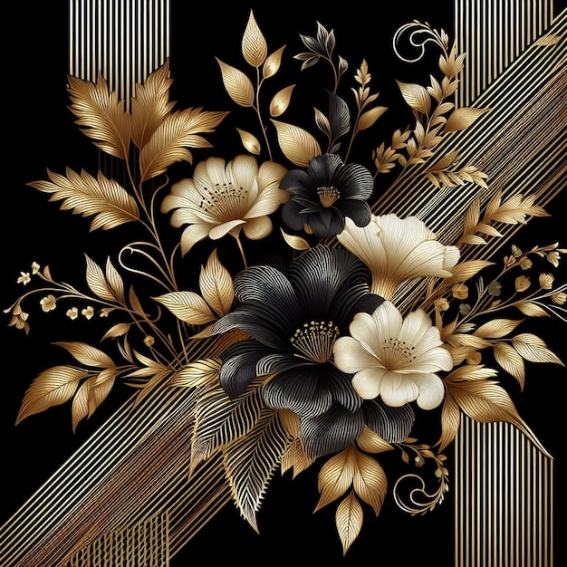 Vector Elegance Premium Black and Gold Pattern in Sophisticated Illustration