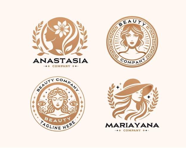 Vector elegant beauty woman salon logo design collections for company