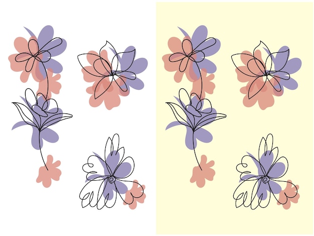 vector elegant decorative ornamental floral set