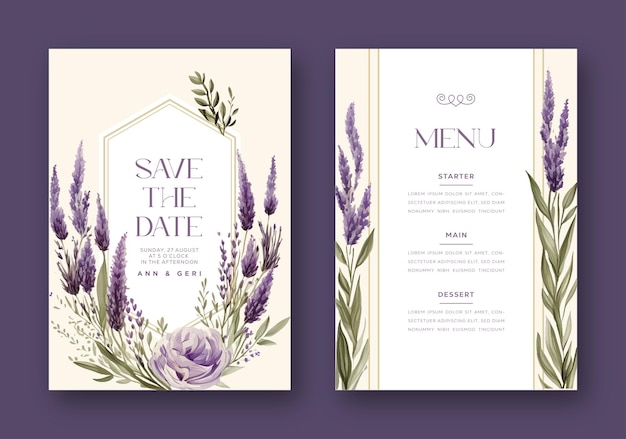 Vector vector elegant wedding invitation with beautiful watercolor paint flower