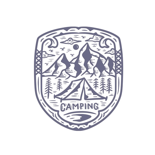 Vector element of camping and outdoor adventure Premium Vector