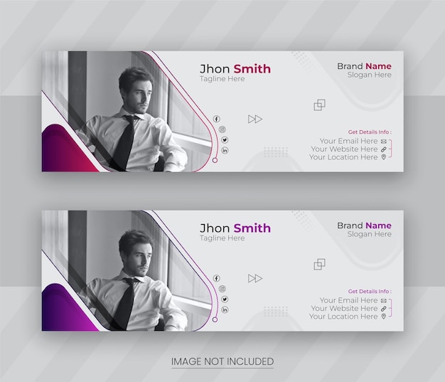 Vector Email Signature Design Template with 2 different gradient color style