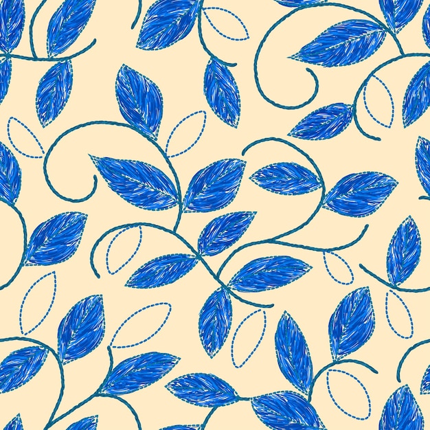 Vector embroidered seamless vintage pattern