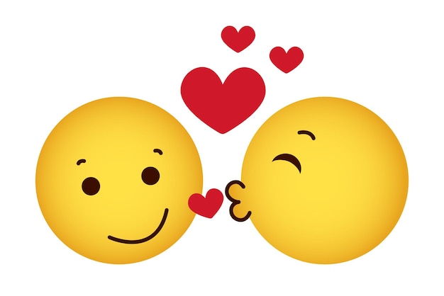 Vector emoji valentine couple vector design. emojis character concept in love