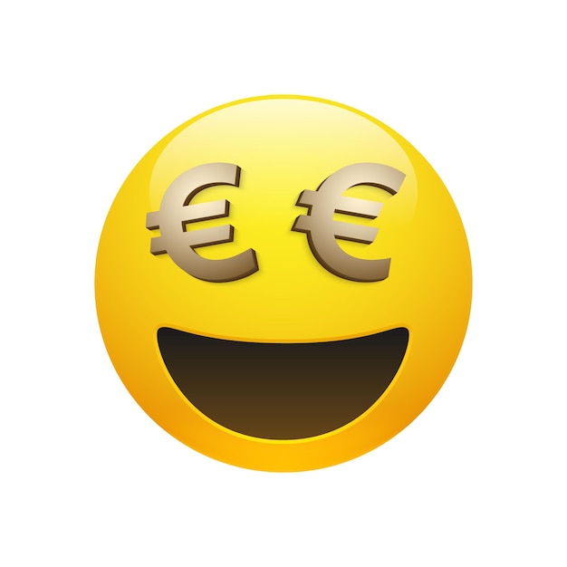 Vector emoticon with golden euro sign