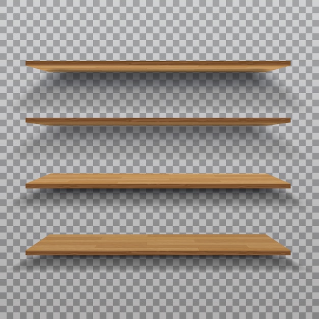 Vector empty wooden shelf isolated