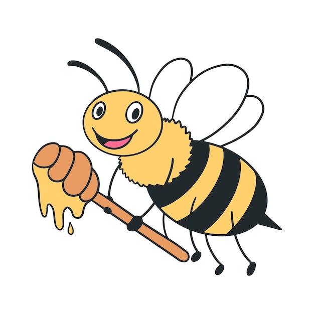 Vector engraving illustration of honey bee Vector EPS