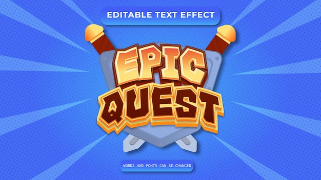 Vector EPIC QUEST 3D editable text effect style