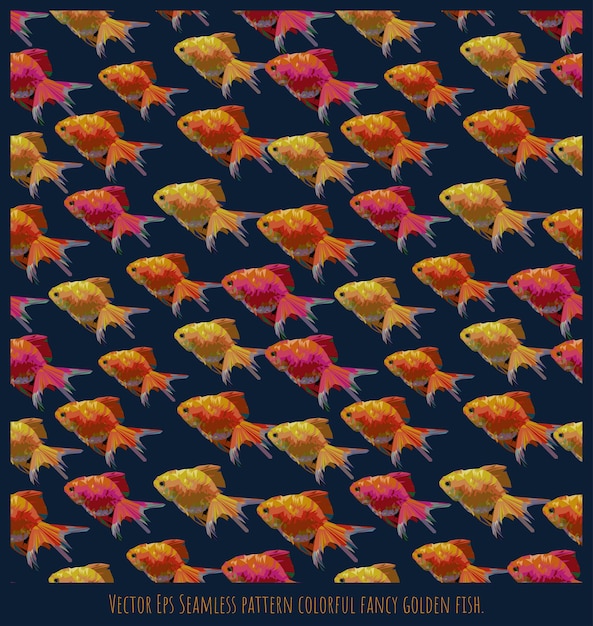 Vector Eps Seamless pattern colorful fancy golden fish