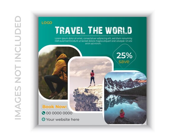 Vector vector explores the world tour and travel agency travel banner social media posts