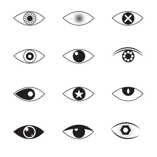 Vector vector eye drawings on a white background